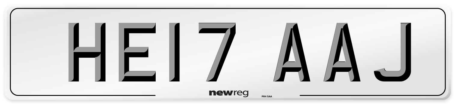 HE17 AAJ Number Plate from New Reg